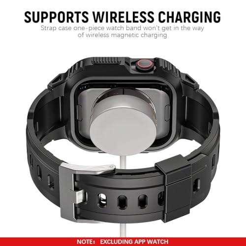ZORBES® Compatible with Apple Watch 45mm/44mm Watch Band with Case Bumper Band Adjustable Waterproof TPU Watch Strap for Apple Watch SE/4/5/6/7, for Men and Women, Black ZORBES® Compatible with Apple Watch 45mm/44mm Watch Band with Case Bumper Band Adjustable Waterproof TPU Watch Strap for Apple Watch SE/4/5/6/7, for Men and Women, Black